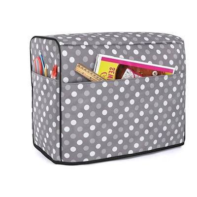 Luxja Sewing Machine Dust Cover Compatible with Brother & Singer, Gray Dots | Cover with Pockets for Extra Accessories