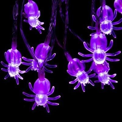 GIGALUMI Halloween String Lights, 40 LED 15ft Halloween Lights Purple Spider String Lights Battery Operated 8 Lighting Modes Halloween Lights, Holiday Yard Decorations Halloween Decorations Indoor