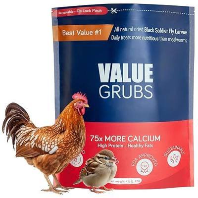 4 lb Black Soldier Fly Larvae for Chickens - High Protein Chicken Feed with 75x More Calcium Than Mealworms - Healthy Poultry Treats for Ducks, Birds - Resealable Bag for Freshness