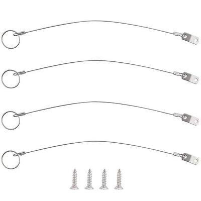 4 Pcs Full 316 Stainless Steel Lanyard Cable w' Drop Cam & Quick Release Ring Prevents Loss, Plastic Coating Tether Length 12", Free Installation Screws