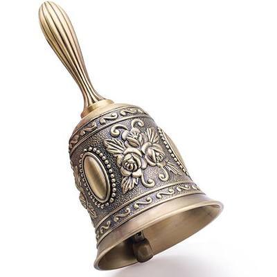 DomeStar Vintage Brass Hand Bell – Loud Call Bell for Bedside, Dinner, Wedding, Christmas & Holiday Party