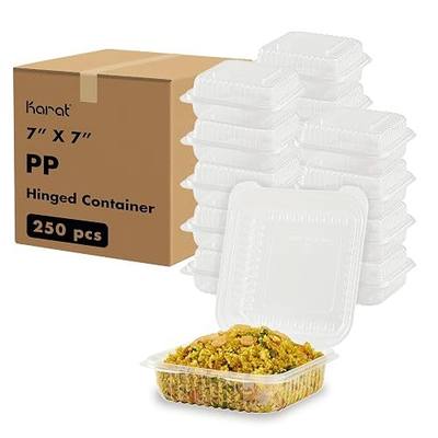Karat FP-HC77PP-1C 7''x7' PP Hinged Container (Case of 250)