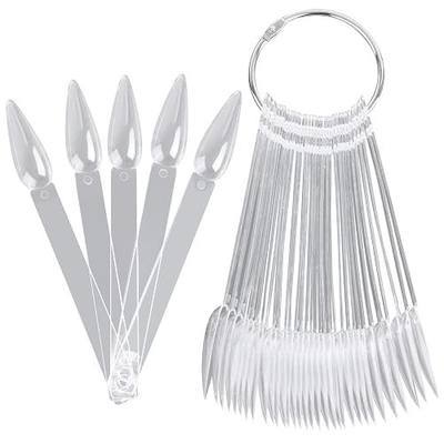 160Pcs Nail Swatch Sticks Stiletto Nail Sample Sticks Clear Nail Color Display Swatches Sticks with Metal Rings