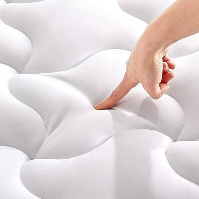 SLEEP ZONE Mattress Topper Twin Mattress Pad, Cooling Quilted Fitted Mattress Cover, Machine Washable Mattress Protector, Soft Fluffy Down Alternative, Deep Pocket 8~21 inch (White, Twin)