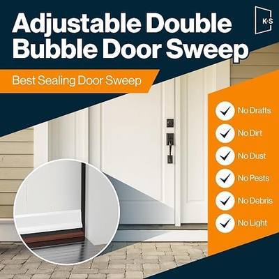 Patent Pending, Adjustable Double Bubble Door Sweep, Draft Stopper, Under Door Seal for Exterior Doors, 1 3/4" x 36", White (36 inch)