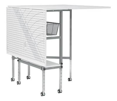 Sew Ready Foldable Hobby and Cutting Grid Table with Grid Top and Storage Drawers for Arts and Crafts, 58.75" W x 36.5" D Table Size, White