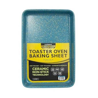 casaWare 9.75 x 6.62 x 0.75-Inch (Exterior) Toaster Oven Ultimate Series Commercial Weight Ceramic Non-Stick Coating Baking Pan (Blue Granite)