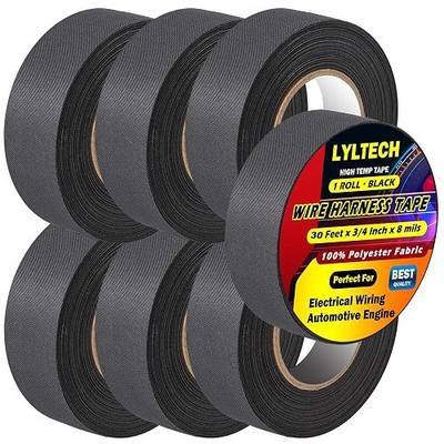 LYLTECH Polyester Wire Harness Tape 7 Rolls 3/4in x 30ft Heat Resistant | Flame retardant polyester fabric tape, temp range -40℉ to 257℉ for automotive wiring loom harness wrapping