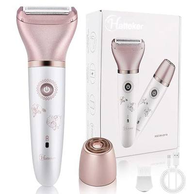 Electric Razors for Women - Painless 2-in-1 Shaver for Women Hair Remover for Face, Legs and Underarm Wet & Dry, Portable Bikini Trimmer, Lady Hair Removal with 2 Trimmer Heads- Micro USB Recharge