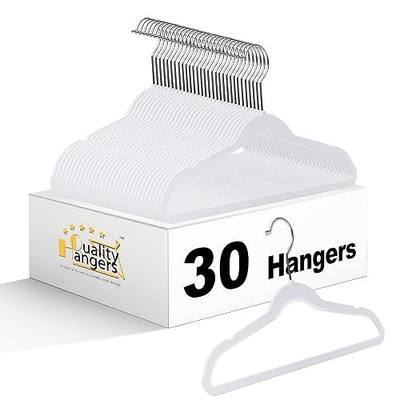 Quality 13.78-Inch Slim Plastic Hangers – 30 Pack – Cream White – Non-Velvet, Non-Flocked, Thin Space-Saving Design with Swivel Hook – for Kids & Petite Women