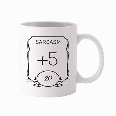 D&D Stats Mug - Sarcasm 11oz White Ceramic Coffee Mug - Dungeons and Dragons - RPG - DnD - Gift for Geeks