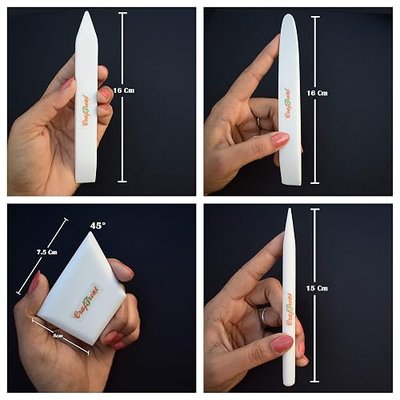 CrafTreat Teflon Bone Folder and Scoring Tool Set - Large, Ergo Square, Lifter and Burnisher - Paper Scorer, Card Folder, Binding Tool, Leather Burnisher - Smooth, Non Stick, Ergonomic Craft Tool