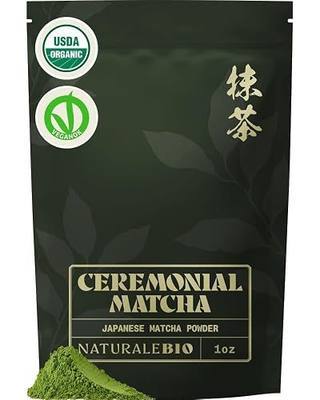 NaturaleBio Ceremonial Grade Matcha Powder Organic 1oz. Matcha Green Tea Powder. From Uji, Kyoto for Traditional Japanese Tea Ceremony. Matcha Powder Free of Added Sugars and Preservatives.