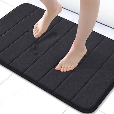 Buganda Memory Foam Bath Mat, 30" x 20", Ultra Soft Bathroom Rugs, Water Absorbent and Machine Washable Bath Rug for Bathroom, Shower, and Tub, Black