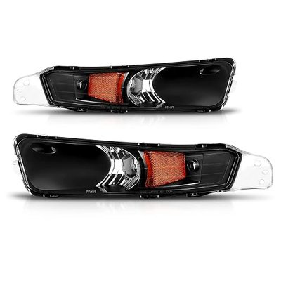 AmeriLite Park/Signal Lights Black Amber for Ford Mustang - Passenger and Driver Side