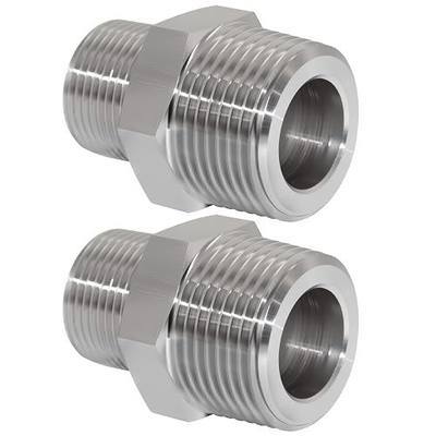 Reducer Hex Nipple, 1/4" x 1/8" Male NPT Threaded Reducing Nipple Fitting, 2800psi 304 Stainless Steel Pipe Fitting (Pack of 2)