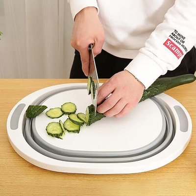 Ahyuan Collapsible Dish Pan Chopping Board Combo 10L Portable Washing Basin Dish Pan Foldable Dish Tub Over the Sink Dishpan Camper Accessories for Travel Trailers (Without Plug)