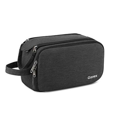 Gonex Travel Toiletry Bag with Dual-Way Zippers Dopp Kit for Men Women Toiletries Makeup Bag Cosmetic Organizer Shaving Bag for Business Trip (Dark Grey)