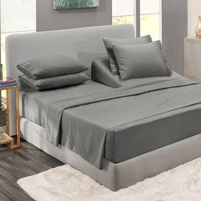 Clara Clark Flex Top King Sheets, 6 Piece Set - Hotel Luxury Sheets for Top Split King Bed, Super Soft Bedding Set, Head Split King Charcoal Gray