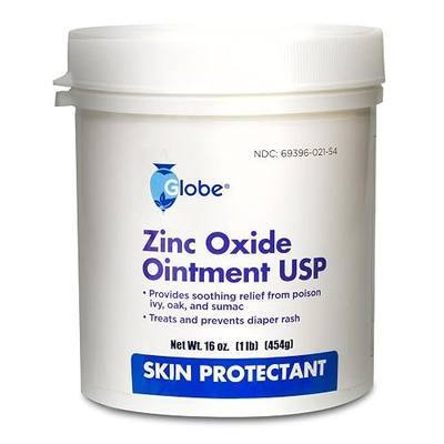 16 oz Globe Zinc Oxide 20% Skin Protectant Barrier Ointment, Treatment for Diaper Rash, Relief From Poison Ivy, Sumac & Oak, Protects From Wetness, Protects Chafed Skin