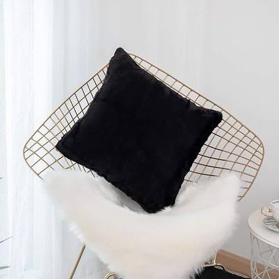 Home Brilliant Black Throw Pillow Cover 18x18 Faux Fur Square Couch Throw Pillows Decorative Pillow Cases for Party Decorations, 1 Pc, 45cm, Black