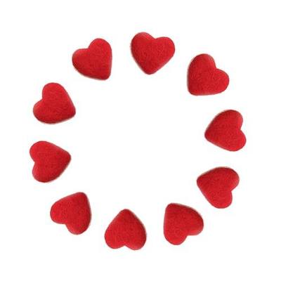 Heart Shape Felt Wool Beads Balls Pom Pom Handmade DIY for Craft Dream Catcher Baby Mobile Pompom Home Decor Nursery Party Props (Red 30mm 10pcs)