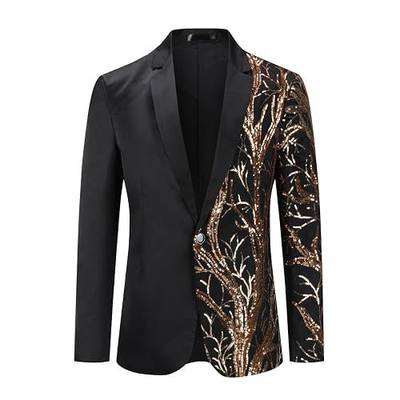 Boyland Men's Tux Dress Blazer Gold Sequins Floral Suit