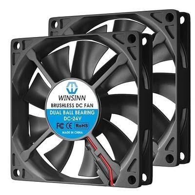 WINSINN DC 80mm Fan 12V 8015 Dual Ball Bearing Brushless Cooling 80mmx15mm 2PIN (Pack of 2Pcs)