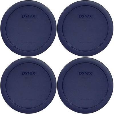 Pyrex 7201-PC (4-Cup) Blue Food Storage Lid (4-Pack) - Made in USA | BPA-Free Plastic | Round Shape | Replacement Cover | Designed for 7201 Glass Bowl | Dishwasher Safe