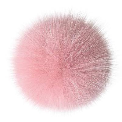 Real Raccoon Fox Fur Pompom with Button Big Fur Ball for Beanies DIY Accessory