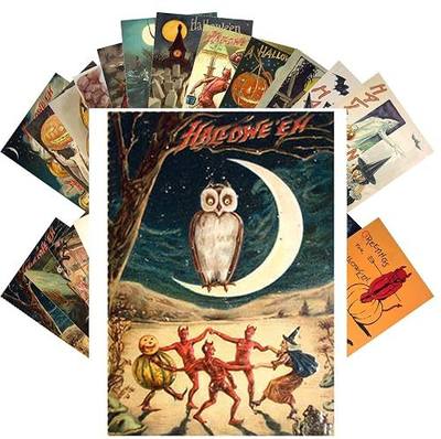 PIXILUV SCARY HALLOWEEN 24 Postcards Notecards Scary Pumpkin Black Cat Witch and Imp Vintage Greeting Cards