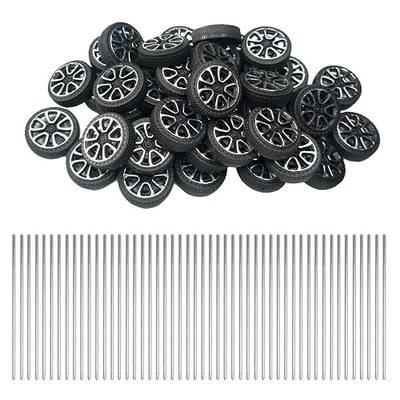 EUDAX 30mmx9mm Plastic Roll 2mm Dia Shaft Toys Wheel and 2mmx100mm STEM Shaft Round Rod Axles for DIY Toy RC Car Truck Boat Helicopter Model Part (100 Pcs)