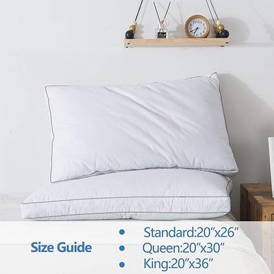 WhatsBedding Natural Goose Down Feather Pillows for Sleeping 2 Pack - Hotel Collection