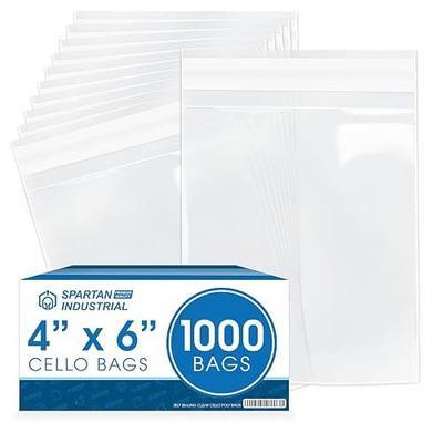 4" X 6" Self-Sealing Cellophane Bags (1000 Count) 4X6 Clear Cookie Bags | With Seal for Decorated Cookies, Candy, Bakery Treats - Resealable Adhesive Flap, Reinforced Sides - Spartan Industrial