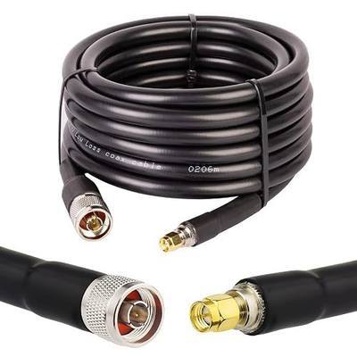 XRDS -RF SMA Male to N Male Cable 15 ft, KMR400 Low Loss SMA to N Cable for 3G/4G/LTE/ADS-B/Ham/GPS/WiFi/RF Radio to Antenna Use(NOT rp SMA Male)