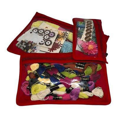 Yazzii Craft Notions Pouch Set (3PC) - Portable & Multipurpose - Sewing Supplies Organizer for Thread Spools, Needles, Beads, Embroidery Floss, Fabric Pieces & More!