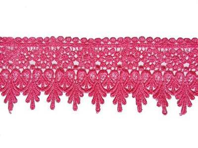 YYCRAFT 5 Yards Hot Pink Lace Edge Trim Wedding Applique DIY Sewing Crafts(Width:3.5 Inch Hot Pink)