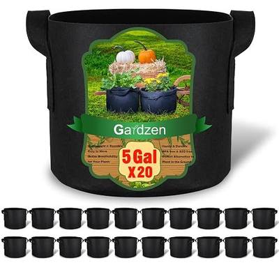 Gardzen 20-Pack 5 Gallon Grow Bags | 300G Thickened Aeration Fabric Pots with Handles, Heavy Duty Plant Bags for Plants for Indoor & Outdoor Use