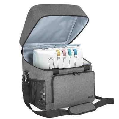 LUXJA Serger Machine Carrying Case with Bottom Wooden Board, Gray | Tote Bag with Accessories Storage Pockets, Fits Most Standard Overlock Machines, Patented Design