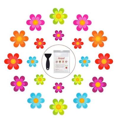 Secopad 20 PCS Original Non Slip Bathtub Stickers, Shower Floor Non Slip Stickers Bright Flowers Appliques with Premium Scraper