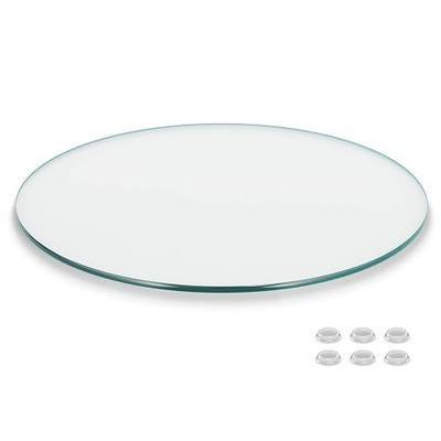 The Better Bevel 24 inch Round Glass Table Top - Clear Tempered Glass Surface Protector - Safe Pencil Polished Edge - Coffee, Dining and End Table