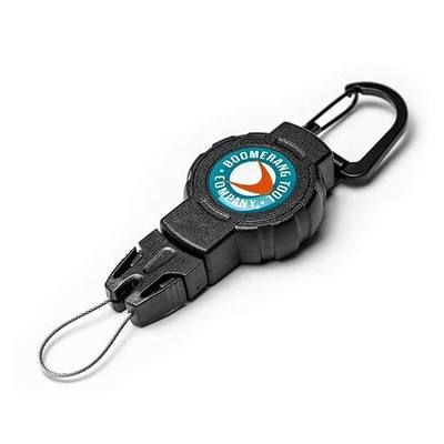 Boomerang Tool Company Fishing Medium Retractable Gear Tether, Rotating Belt Clip, 36" Retractable Cord, 6 oz. Retraction Force, Black Polycarbonate Case, Universal Attachment