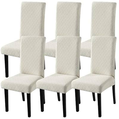 Fuloon 6 Pack Super Fit Stretch Removable Washable Short Dining Chair Protector Cover Seat Slipcover for Hotel, Dining Room, Ceremony, Banquet Wedding Party
