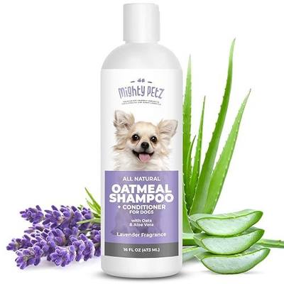 Mighty Petz 2-in-1 Oatmeal Dog Shampoo and Conditioner – 16 oz Natural Support for Allergies, Itchy Sensitive Skin. Moisturizing & pH Balanced for Dogs with Oatmeal and Aloe Vera