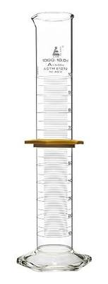 Graduated Cylinder, 1000mL - ASTM, Class A Tolerance ±3.00mL - Protective Collar, Hexagonal Base - White Graduations - Borosilicate 3.3 Glass - Eisco Labs