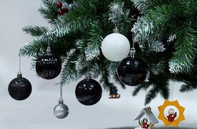 28ct Shatterproof Christmas Ball Ornaments in 4 Classic Finishes for Christmas Tree Decoration (Black, 2.36“ Regular Size)