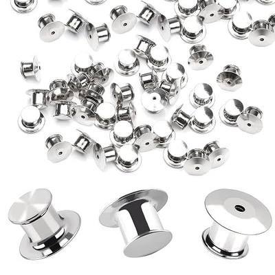 DECYOOL 30 Pieces Metal Pin Backs Locking Pin Keepers Locking Clasp | Nickel Plated Copper,convenient to carry, and blend seamlessly behind any pin,No Tools Required Spring Loaded Lock