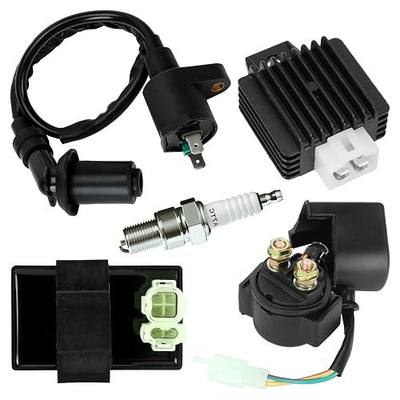 HIAORS GY6 Ignition Coil Solenoid Relay Voltage Regulator Compatible with TaoTao 50cc 150cc Chinese Scooter ATM50 VIP Roketa Jonway Sunl 4-Stroke Moped ATV Go Kart Parts with AC CDI Box Spark Plug