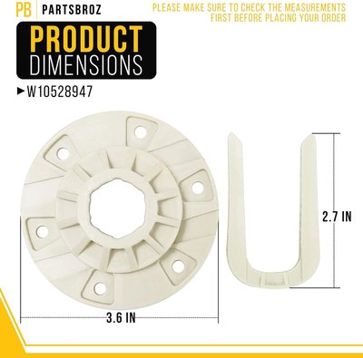 PartsBroz W10528947 Washer Drive Hub Kit W10396887 for Whirlpool MVWC565FW1 MVWC565FW2 WTW5000DW3 MVWX655DW1 WTW5000DW1 WTW5000DW2 MVWX655DW2 MVWP575GW0 MVWP575GW1 MVWC465HW3 MVWC415EW1 MVWC415EW2