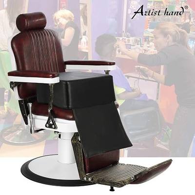 Artist hand Barber Booster Seat for Kids, Children Salon Chair Cushion, 6.5" Thick Toddler Booster Seat for Hair Cutting with Foot Protector, Black Synthetic Leather